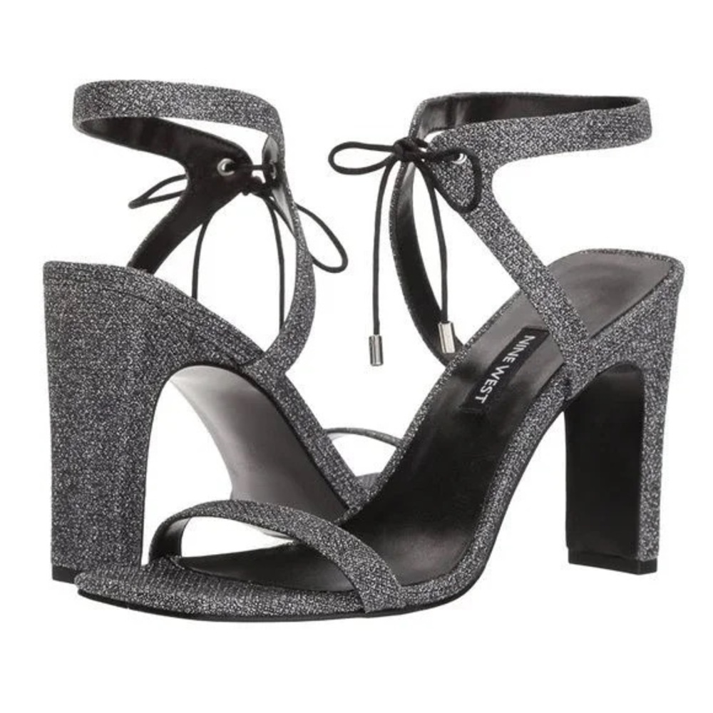 Nine West Longitano Silver Sparkle Heels